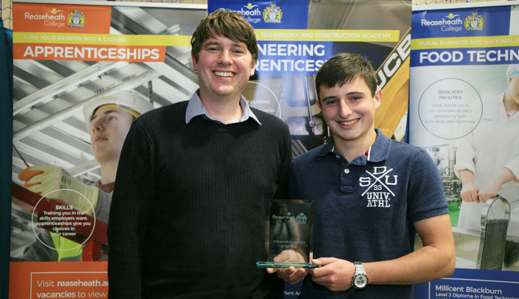 Advanced Apprentice of the Year, Aaron Sands, with employer Steven Pace